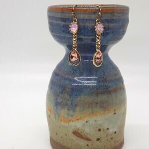 Pink and Gold Dangle Earrings